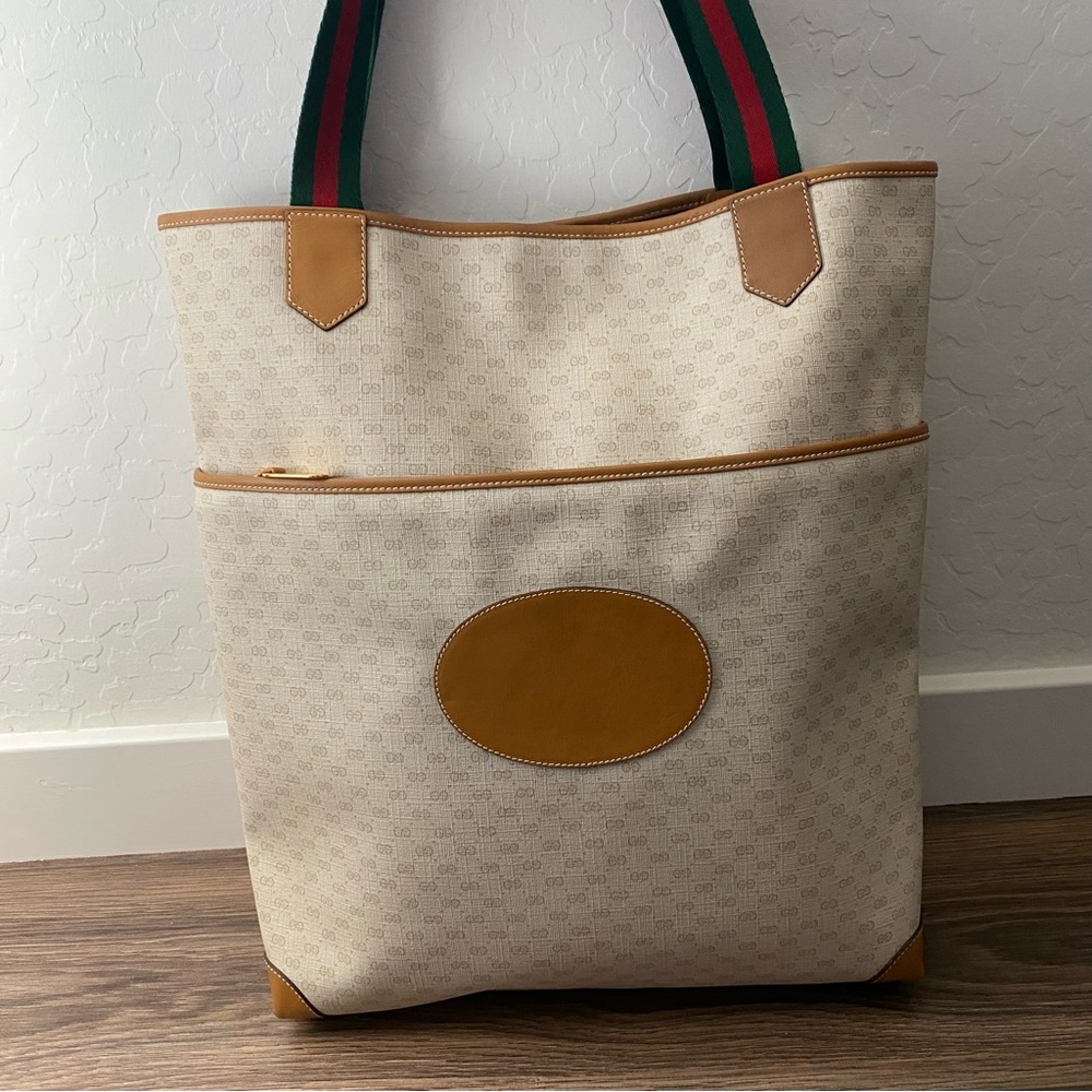 VINTAGE Gucci Micro GG Monogram Cream Tote - Picture 2 of 14